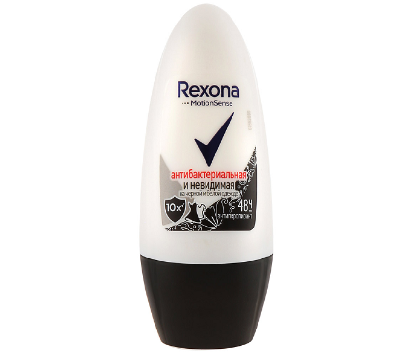 Rexona Антиперспирант шариковый Усиленная защита антибактериальная и невидимая на черной и белой одежде, 50 мл