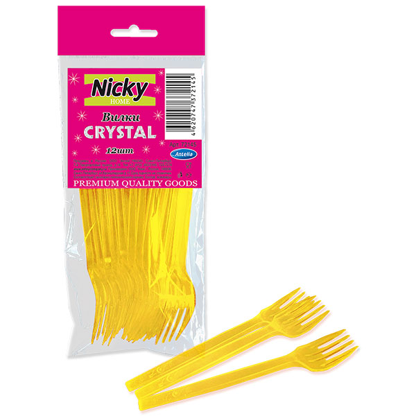 вилка 12шт КРИСТАЛЛ ЖЕЛТАЯ Nicky Home
