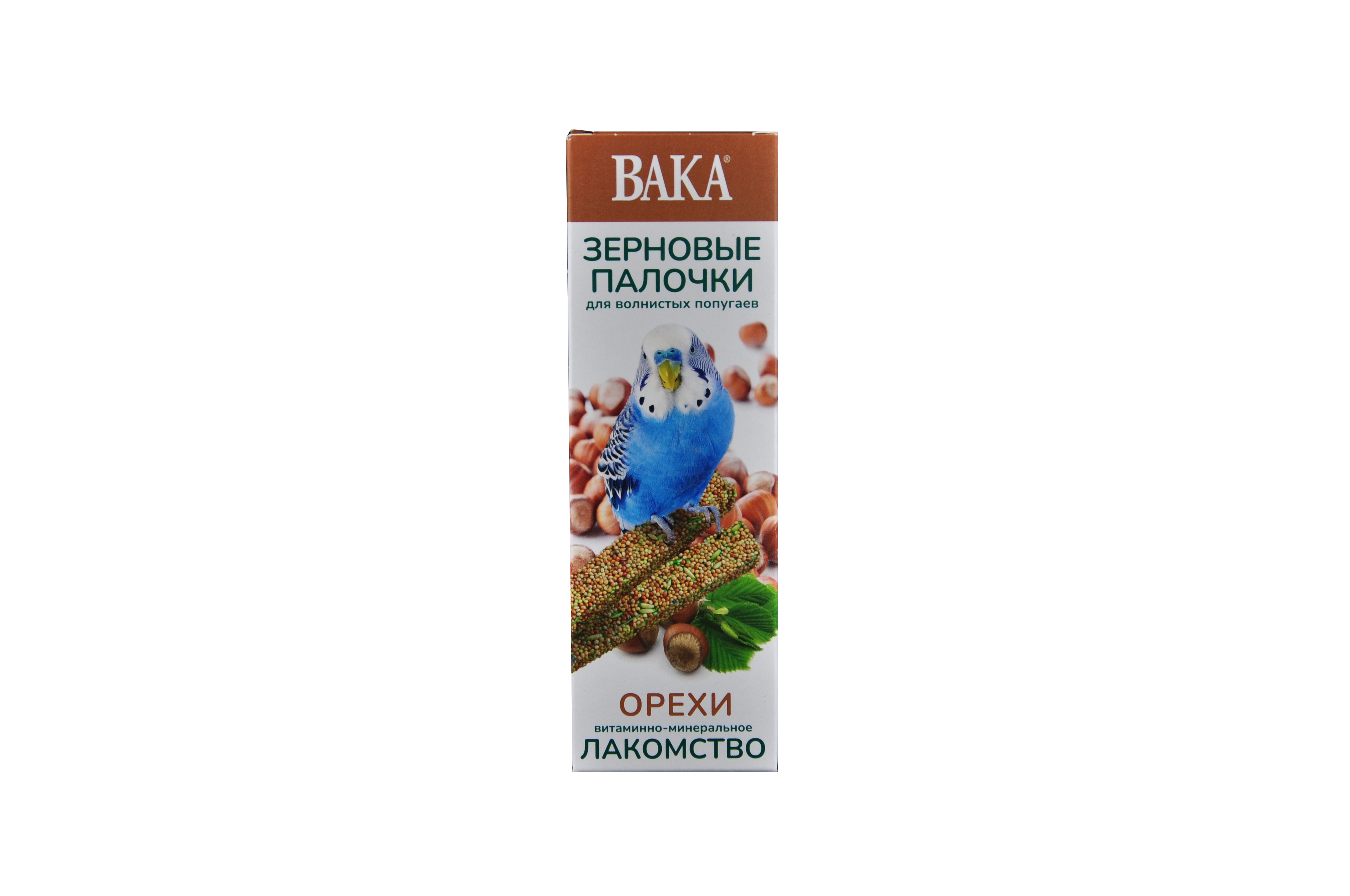 Зерновые палочки ВАКА для волнистых попугаев, ОРЕХИ 2 шт