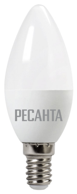 Лампа светодиодная LL-R-С37-6W-230-3K-E14 (свеча, 6Вт, тепл., Е14) Ресанта 76/1/3