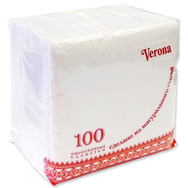 Салфетки бумажные 24*24см 1сл 100шт цвет в ассор-те Verona