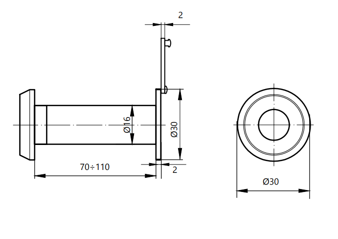 Глазок дверной Apecs 6016/70-110-G