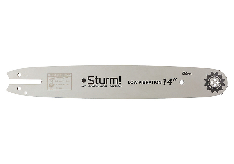 Пильная шина 14" Sturm! паз 1,3мм, 3/8", 50 зв, хвостовик St