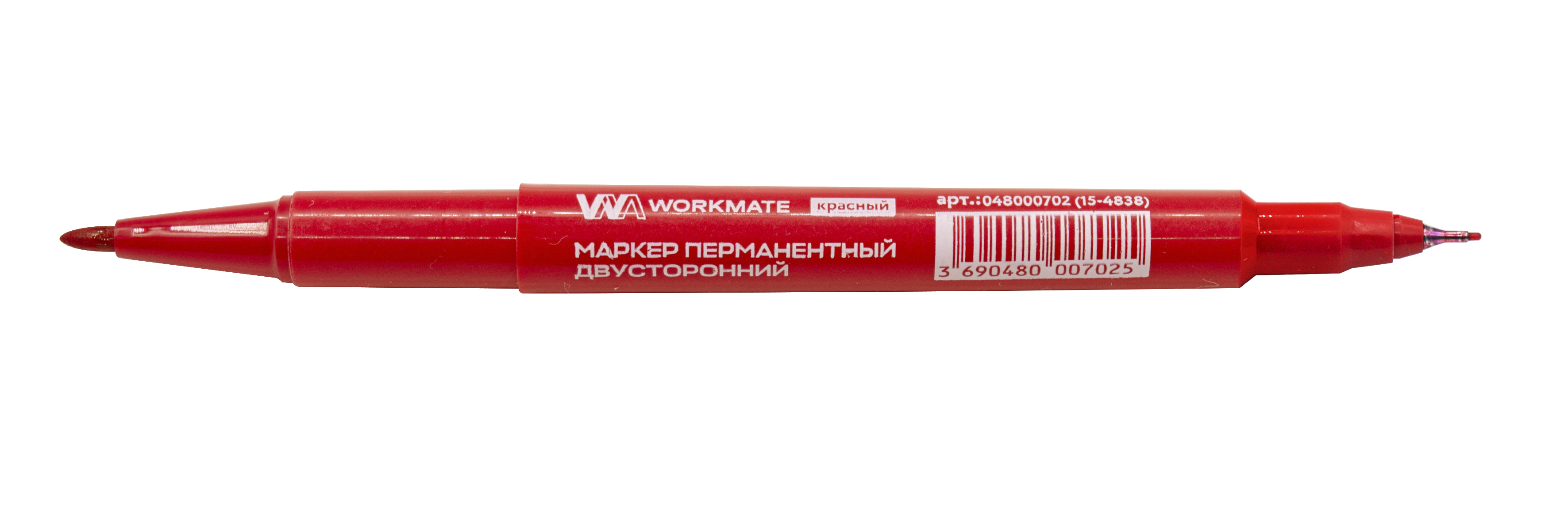 Маркер перманентный, двусторонний,цвет красный,ширина линии 0,5-1 мм