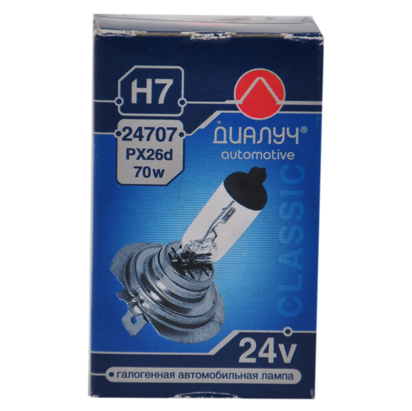 Лампа галогенная H7 24V70W (ДИАЛУЧ) 24707