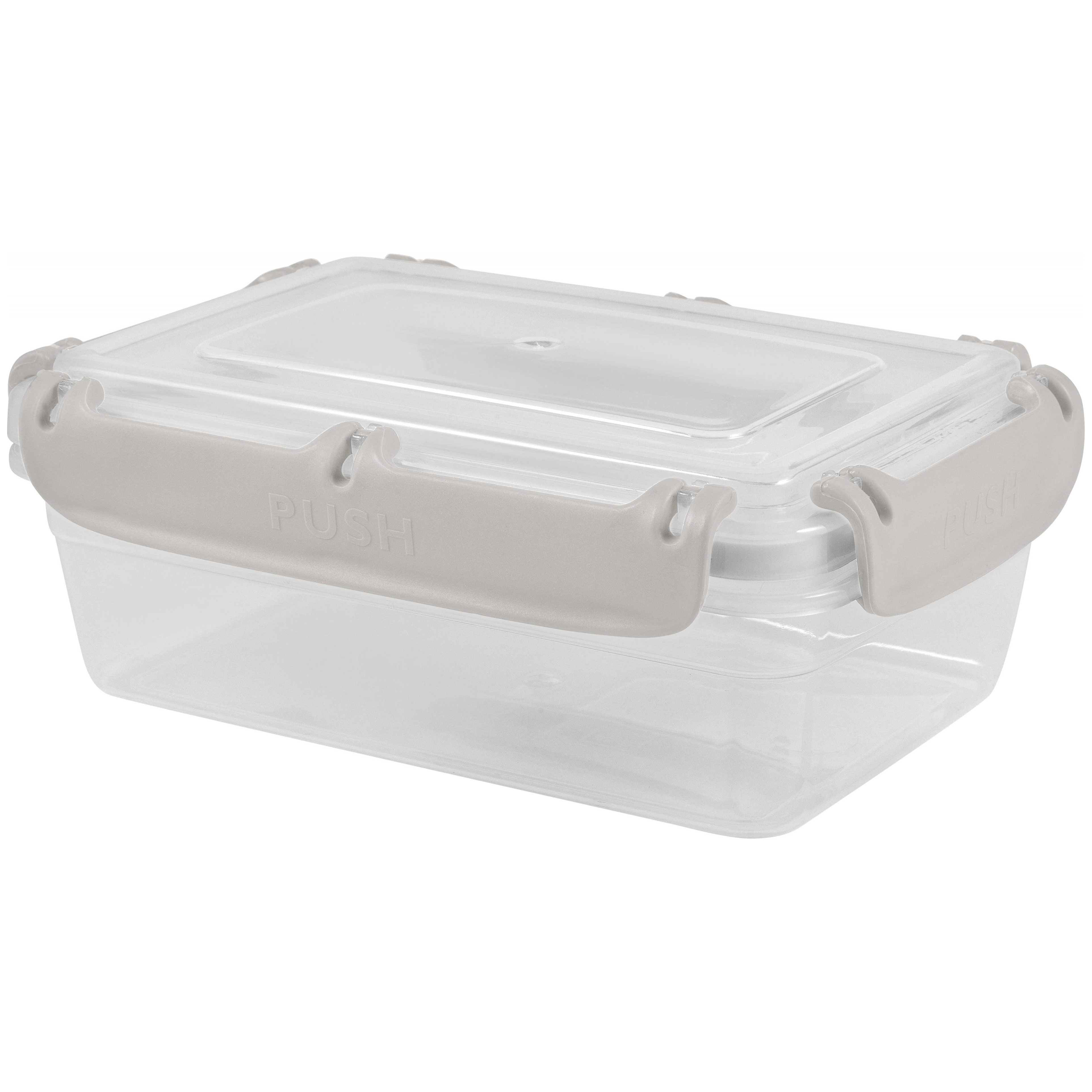 Контейнер герметичный для продуктов Plast Team BERGEN, с защелками, 1.4 л, пепельный жемчуг