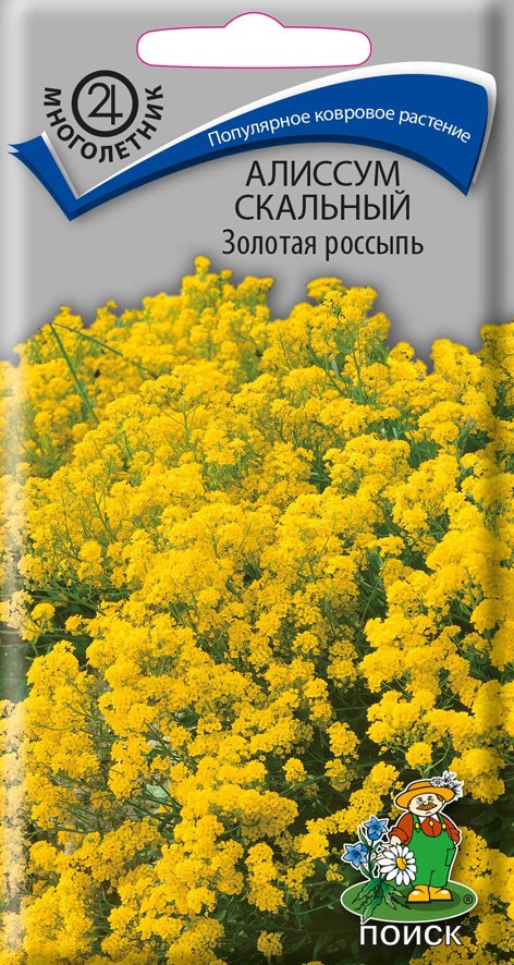 Семена цветов Алиссум скальный Золотая россыпь Поиск, 0,1 г