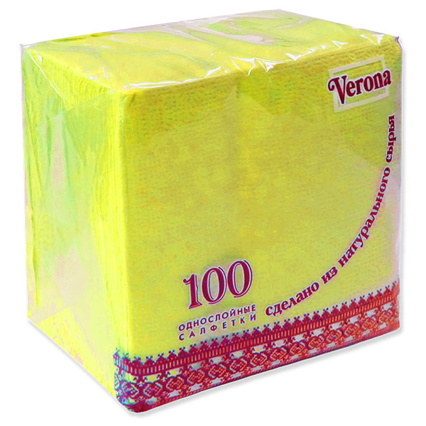 Салфетки бумажные 24*24см 1сл 100шт ЖЕЛТЫЕ Verona