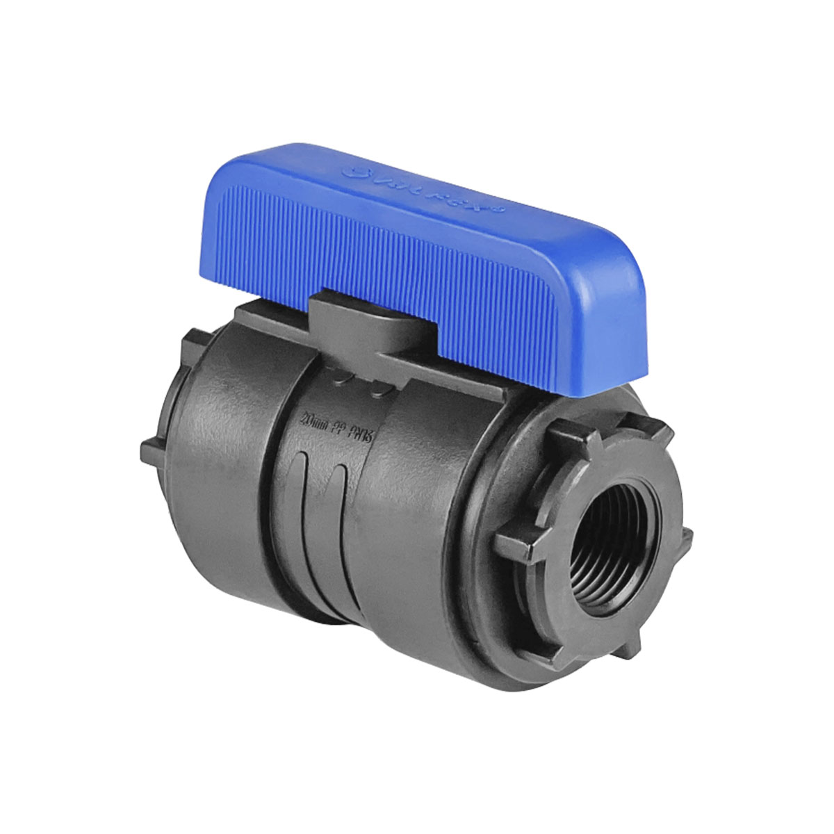 Кран шаровой ПНД компрессионный ВН/ВН, разборный 3/4"-3/4" Ду16, Valfex