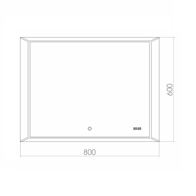 Зеркало AZARIO VOLL 800*600-4 сенсор выкл+часы