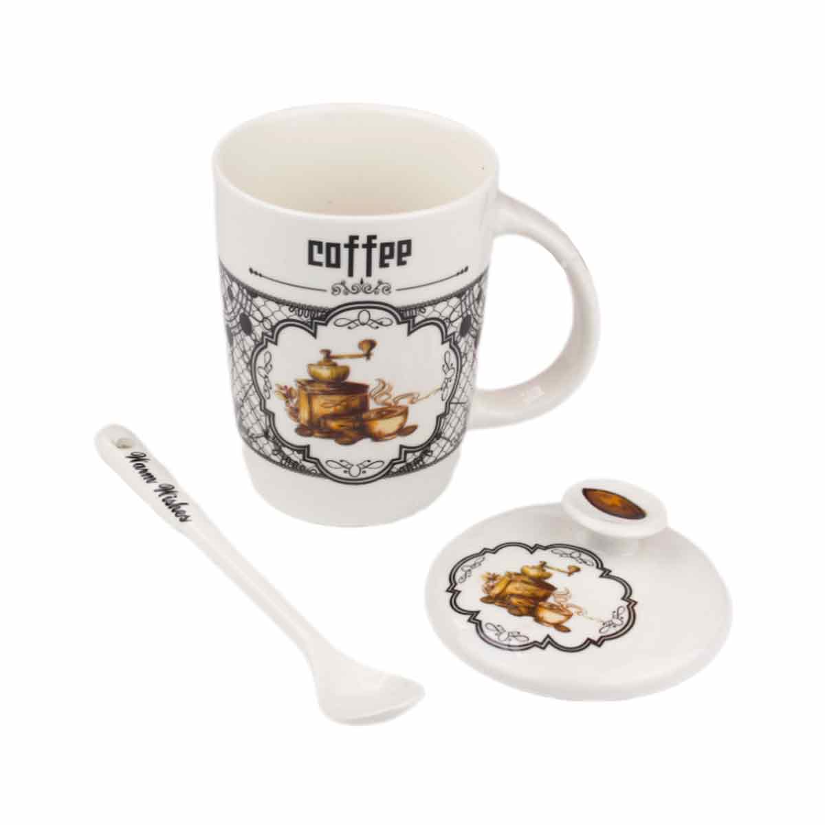 Кружка 350мл с/кр и ложкой Coffee подарочная керам 