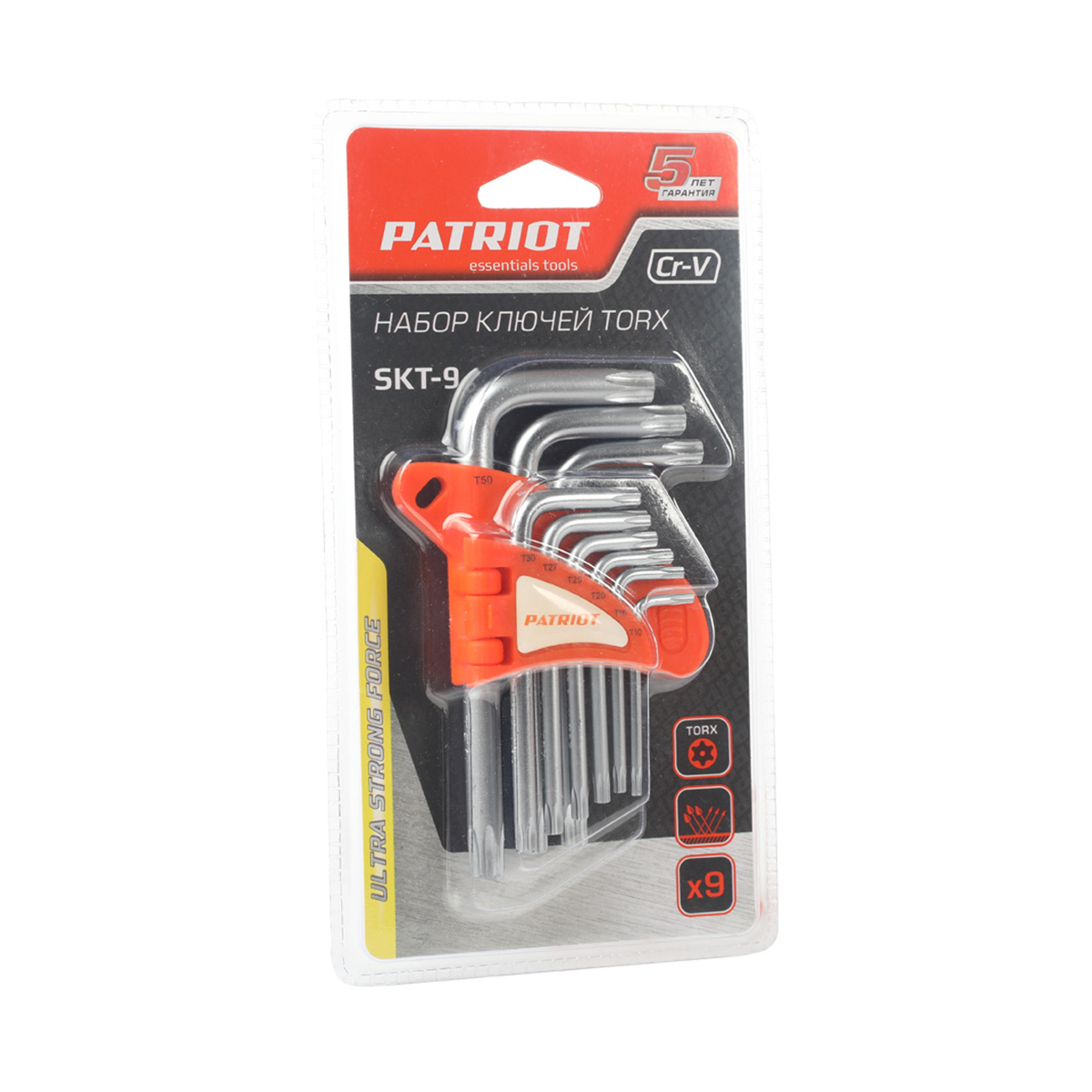 Ключи шестигранные Torx Patriot SKТ-9, T10 - T50, 9 шт