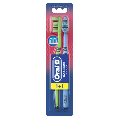 ORAL_B Зубная щетка 1 2 3 Классик 40 средняя, 2 шт