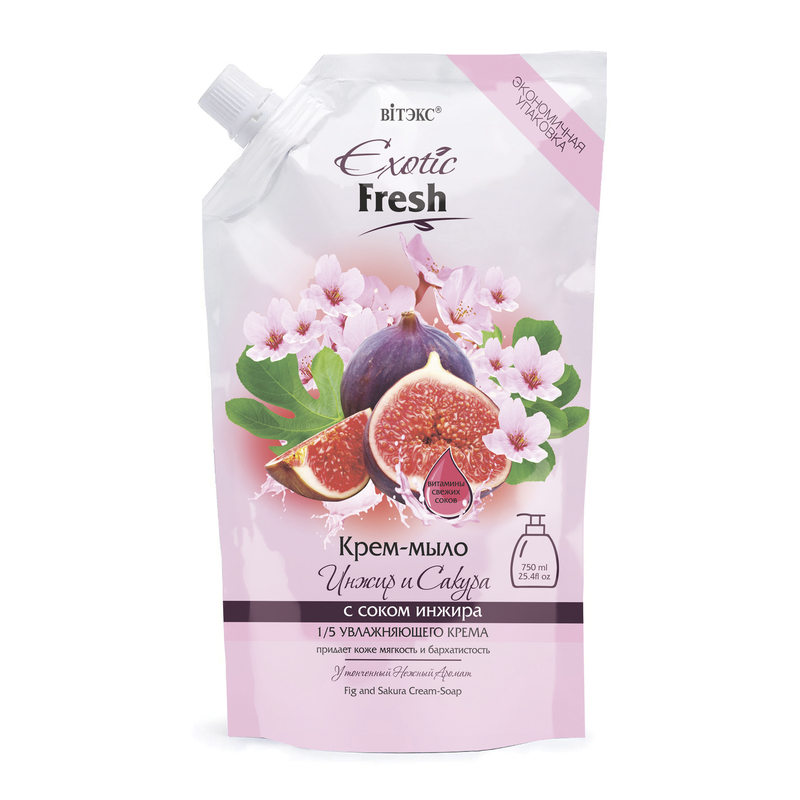 Крем-мыло Инжир и Сакура Biтэкс Exotic Fresh 750 мл дой-пак