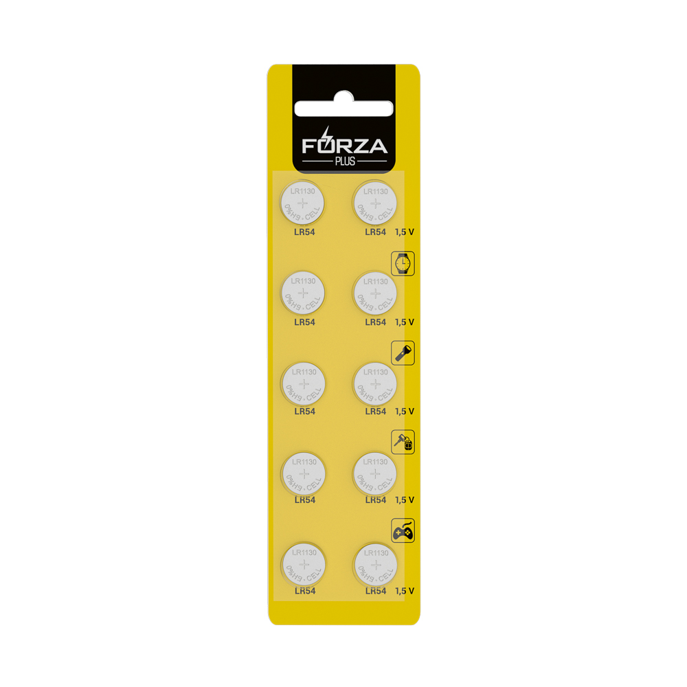 Батарейки FORZA 10шт, тип LR54 (LR1130), щелочная, BL