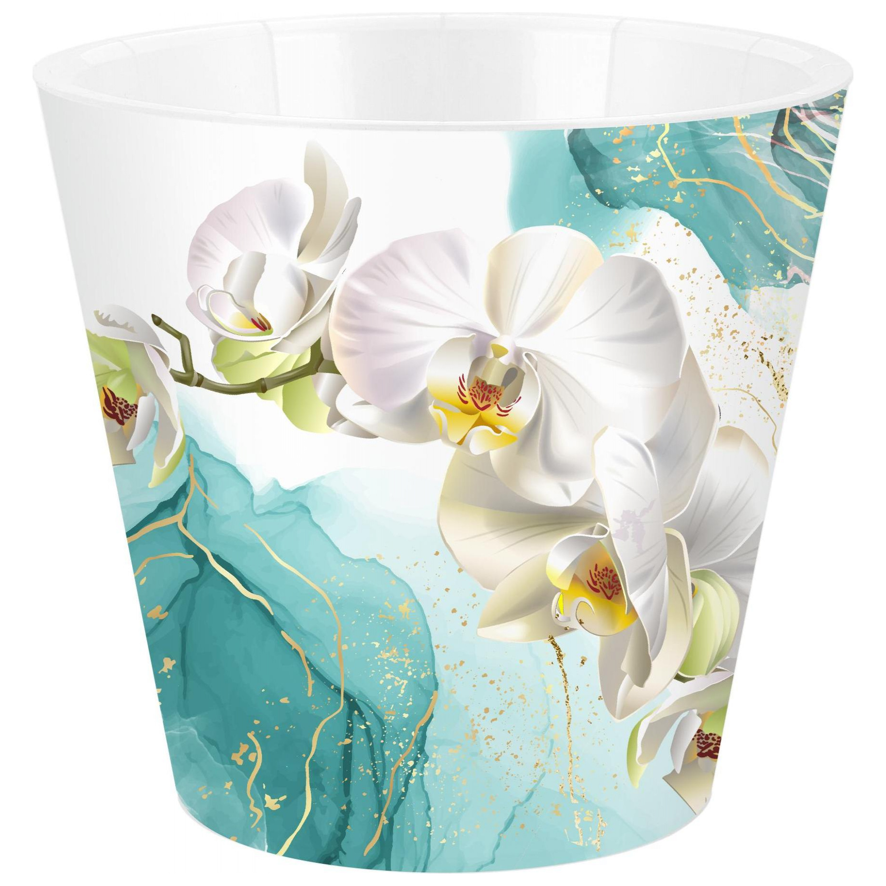 Горшок для цветов, InGreen London Orchid Deco, D160 мм, 1.6 л, с дренажной вставкой, голубая орхидея
