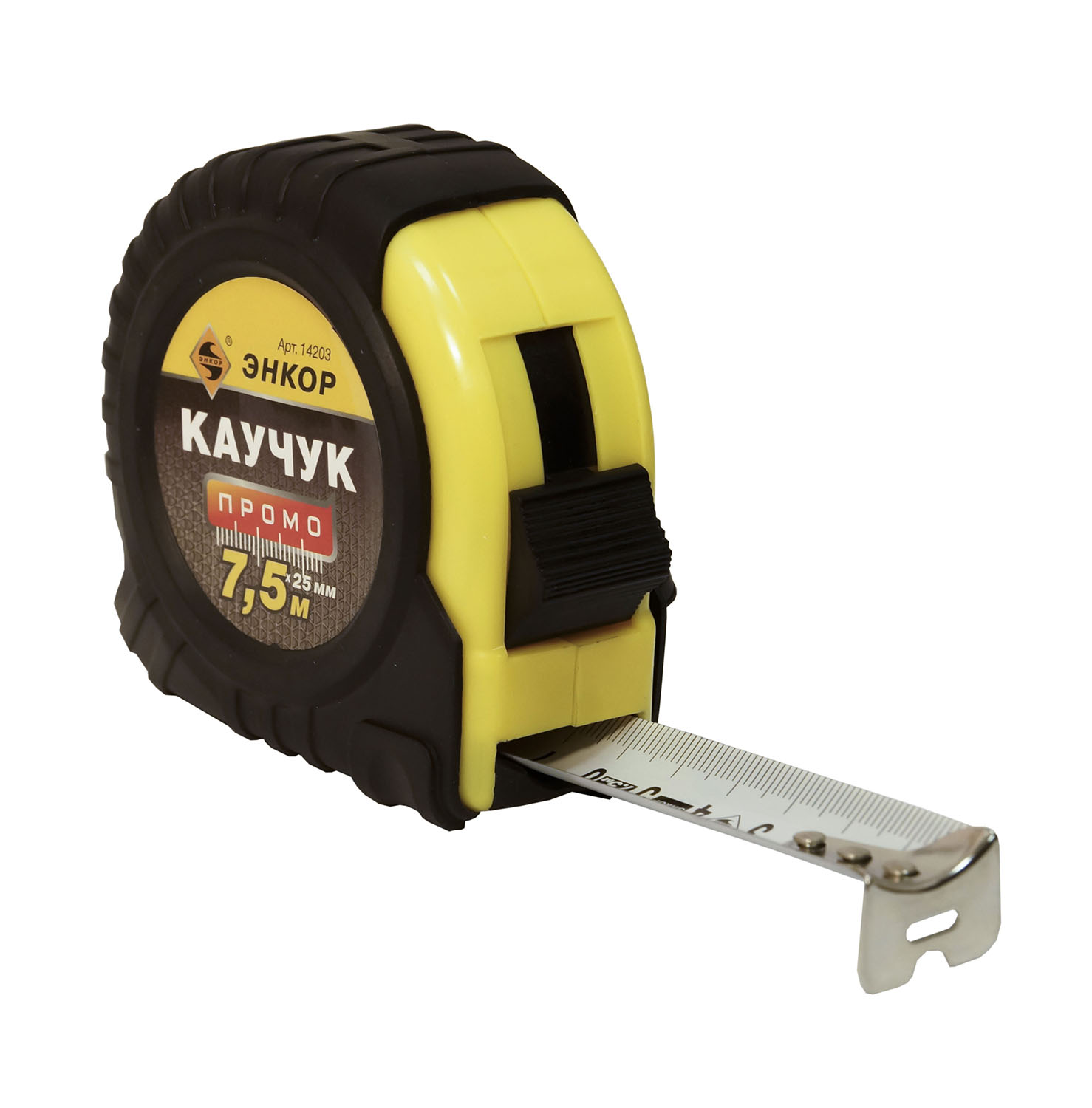 Рулетка Энкор Каучук 7,5м, с фиксатором