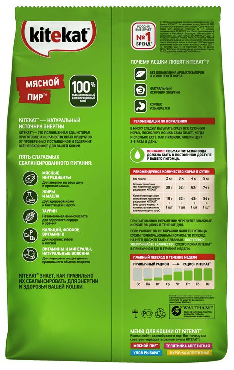 Сухой корм Kitekat для взрослых кошек Мясной Пир, 1,9 кг