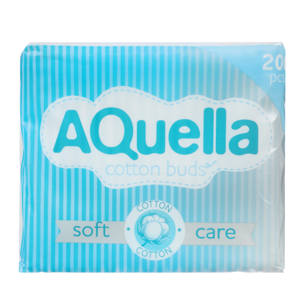 Ватные палочки AQUELLA, п/э пакет, 200 шт