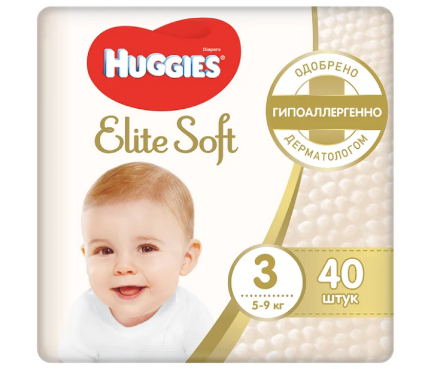 Подгузники Huggies Elite Soft 3 5-9 кг, 40 шт