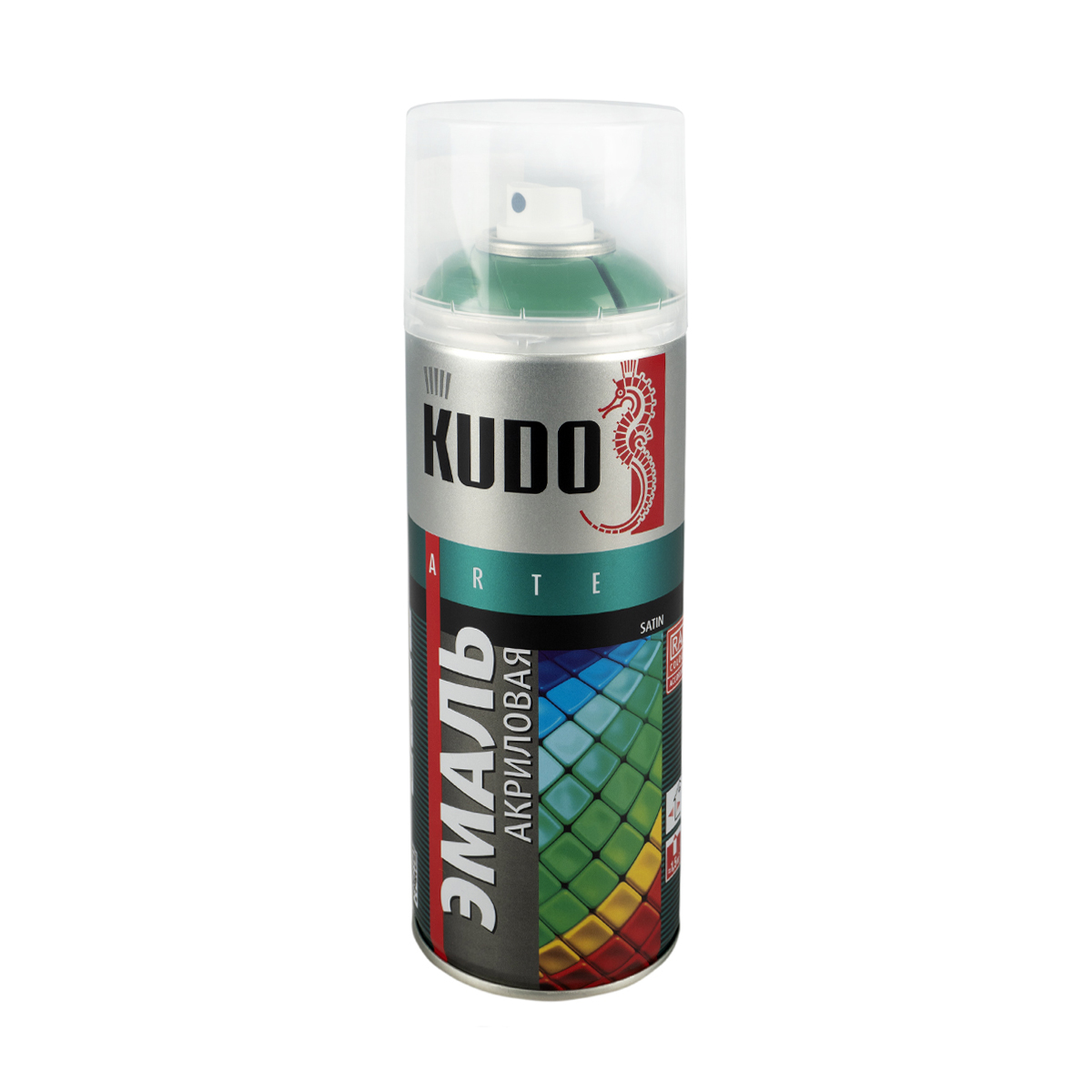 Аэрозольная акриловая краска Kudo Satin KU-0A6029, 520 мл, RAL 6029, зеленая