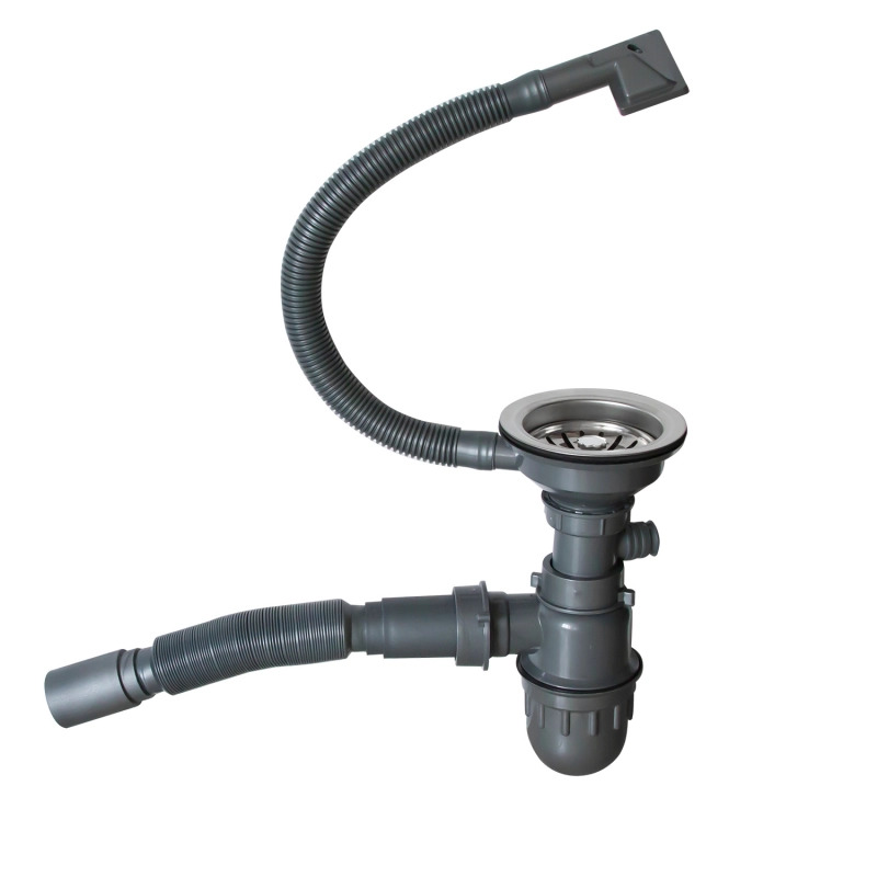 Сифон 3 1/2*40 с прямоуг. переливом с гофрой 40*40 MIXLINE PRO для моек из нерж.ст.(САТИН)
