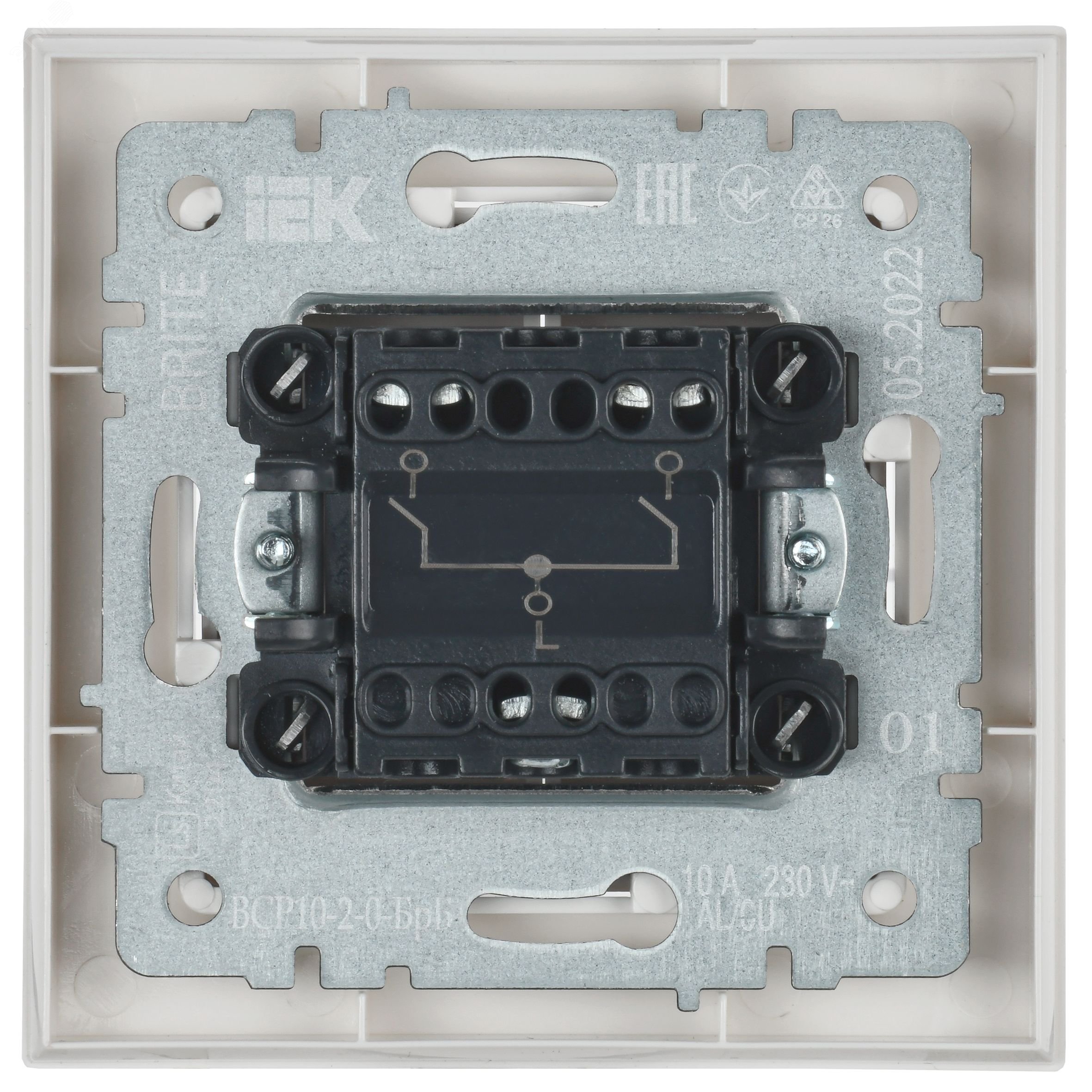 Выключатель 2-кл. СП BRITE ВСР10-2-0-БрБ 10А в сборе белый IEK BR-V20-0-10-K01-F