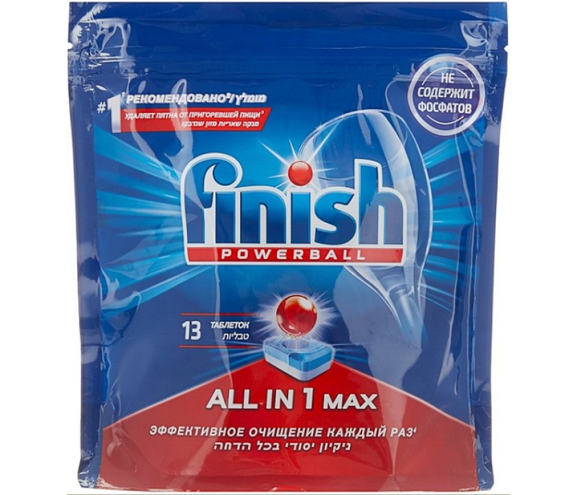 Таблетки FINISH All in 1 Max для посудомоечных машин, 13 таблеток