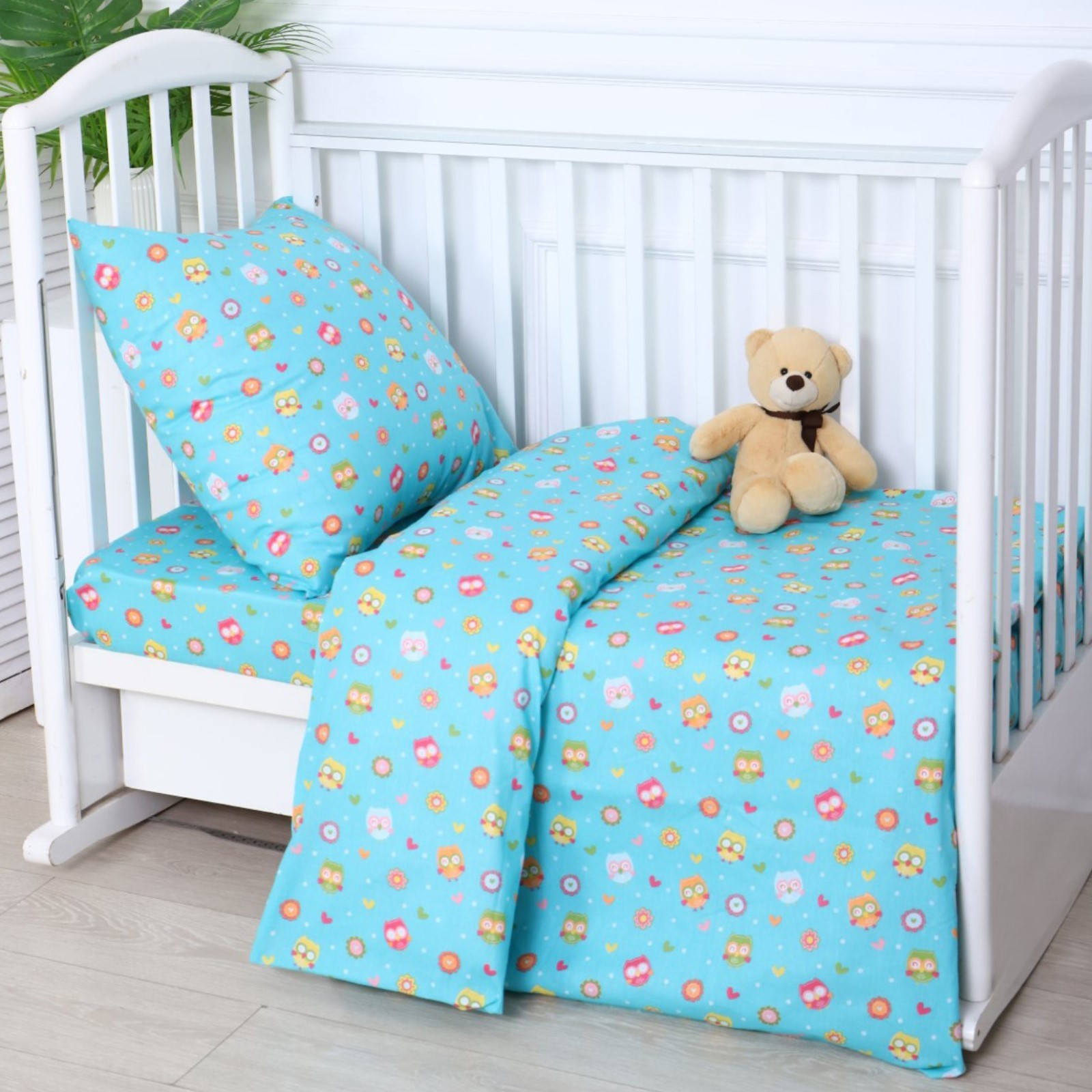 КПБ BABY Совунья бирюзовый, бязь 142гр/м, ГОСТ, хлопок100%
