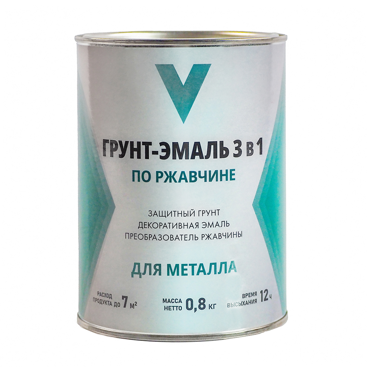 Грунт-эмаль по ржавчине 3 в 1 V, 0,8 кг, белая