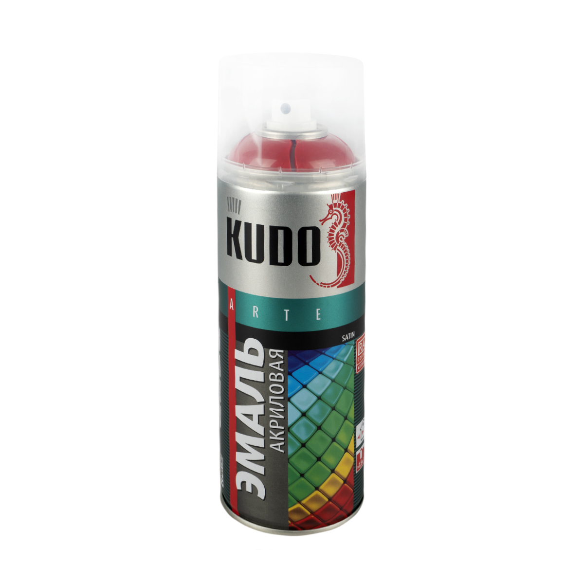 Аэрозольная акриловая краска Kudo Satin KU-0A3000, 520 мл, RAL 3000, огненно-красная