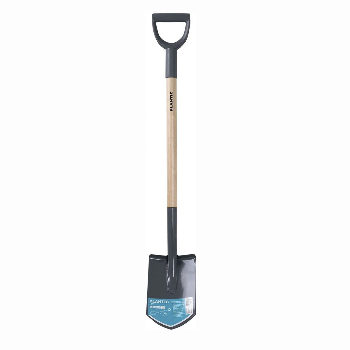 Лопата штыковая облегченная Plantic by Fiskars Light, с черенком и ручкой, 1070 мм