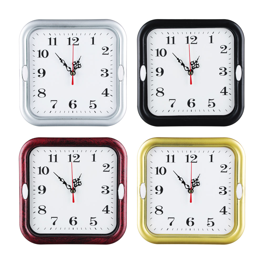 Часы настенные квадратные LADECOR CHRONO, 18,5 см, пластик, стекло, 1хАА, 4 цвета
