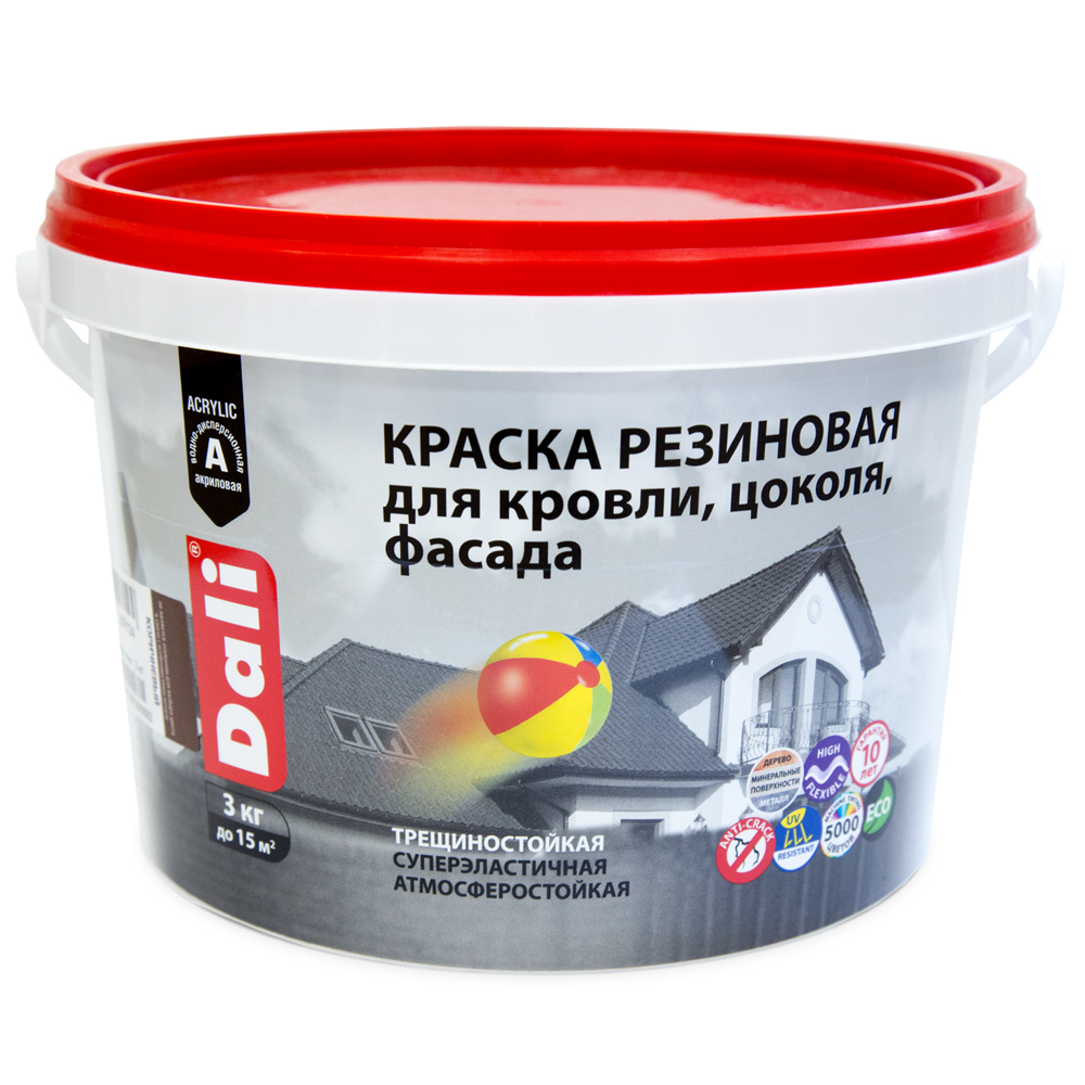 Краска резиновая Dali, глубокоматовая, 3 кг, черная