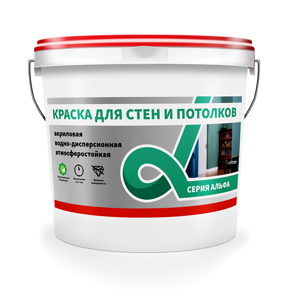 Краска для стен и потолков в\д Alfavit серия Альфа, супербелая, 6,5 кг