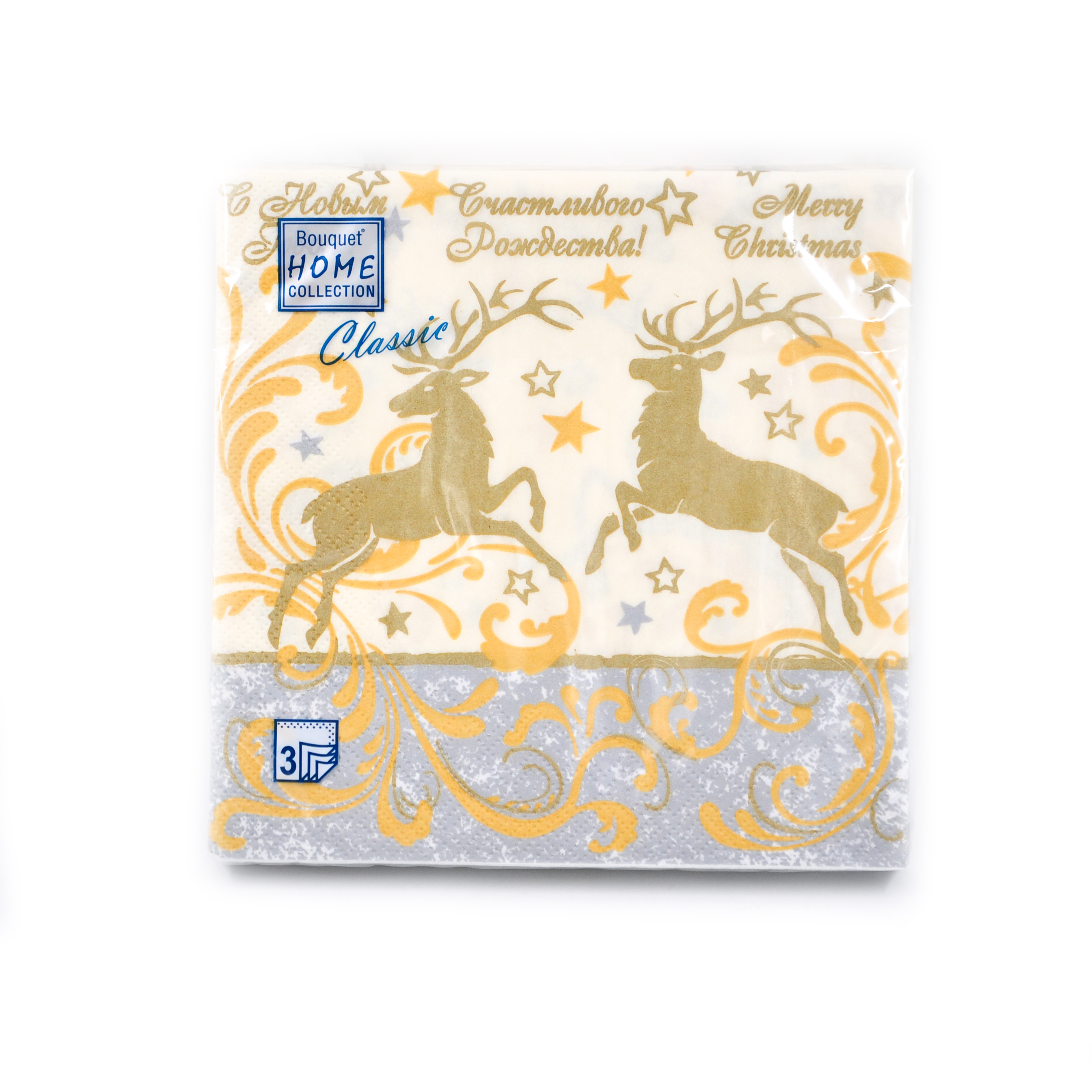 Салфетки бумажные НГ 33*33см 3сл 20шт НОВОГОДНЯЯ ФЕЕРИЯ Home Collection