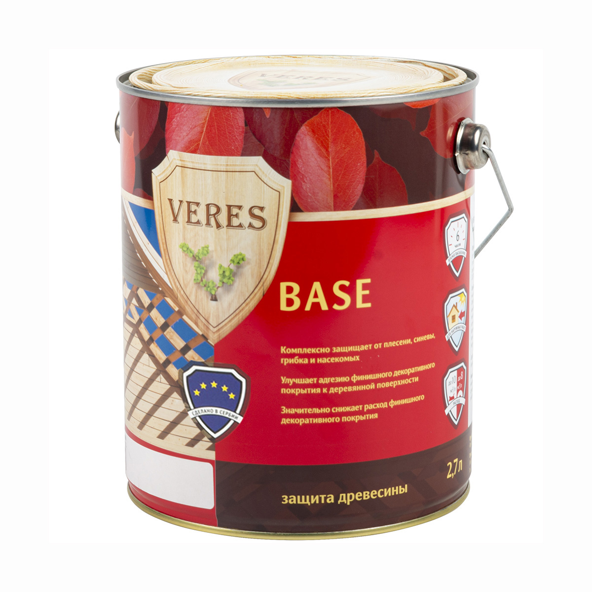 Грунтовка по дереву Veres Base, бесцветная, 2,7 л
