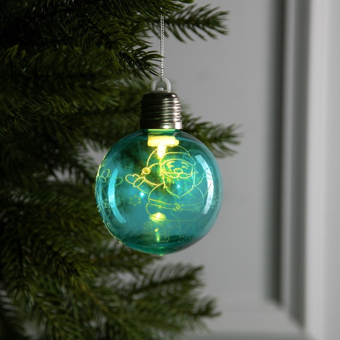 Елочный шар "Дед Мороз" 10x9 см, 1 LED, AG13x3 (в компл.), Т/БЕЛЫЙ 9143355