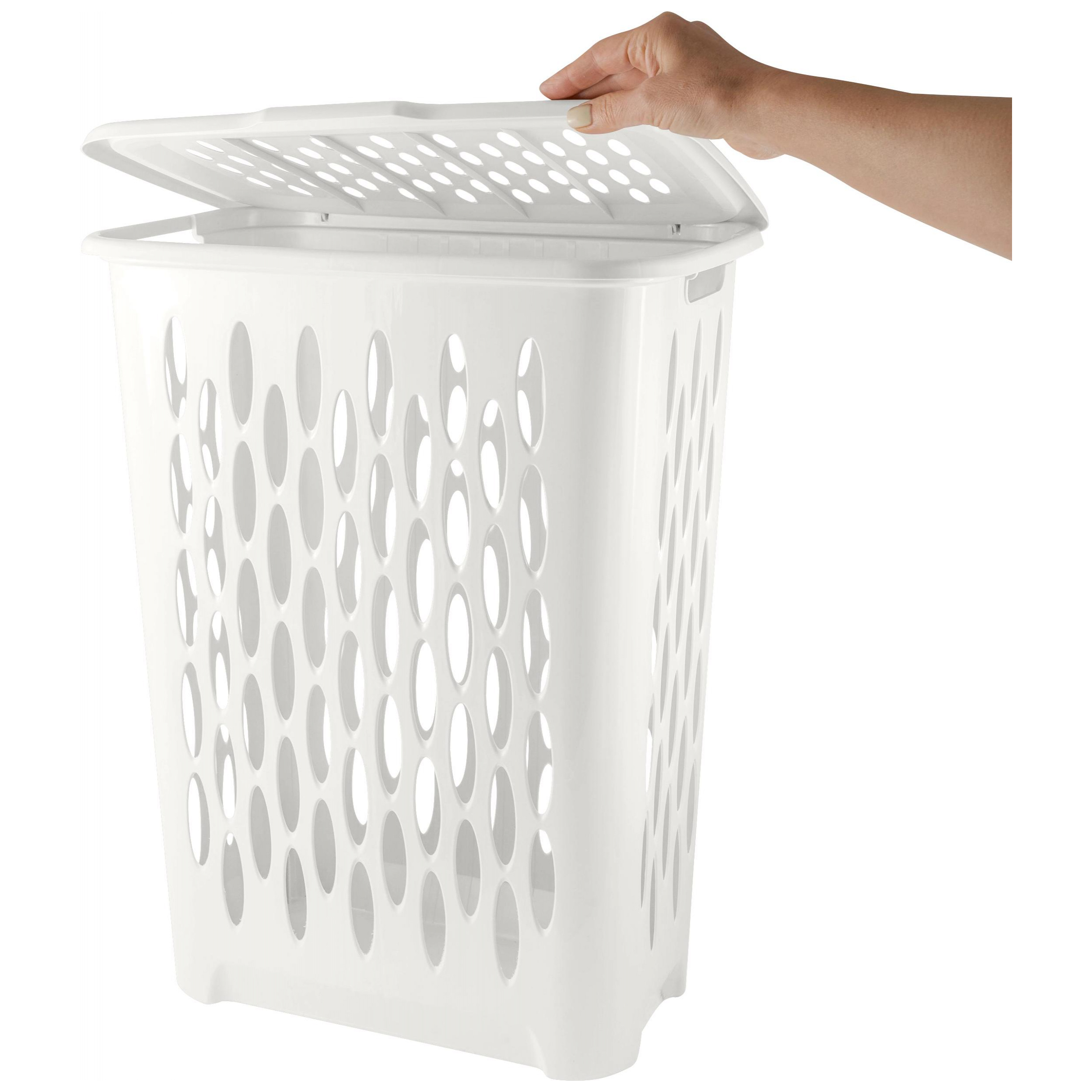Корзина для белья Keeplex Light, с откидной крышкой, 37 л, 42.2х29х51.5 см, белое облако