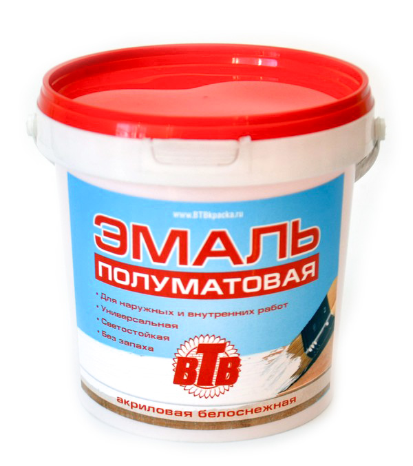 Эмаль акриловая полуматовая универсальная, 1кг, ВТВ