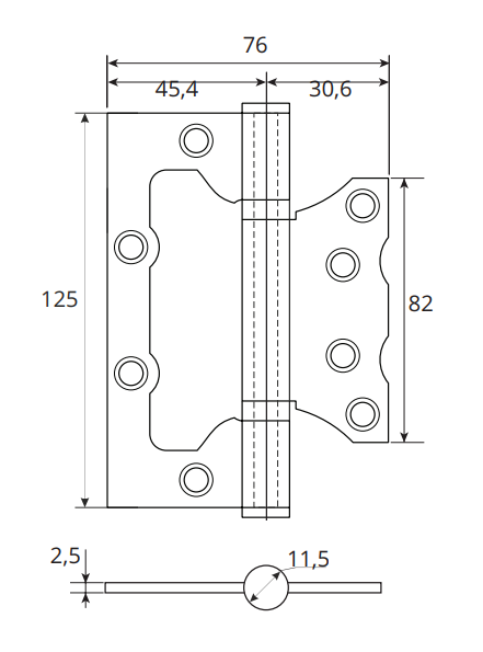Петля накладная Avers 125*75*2,5-В2-АВ