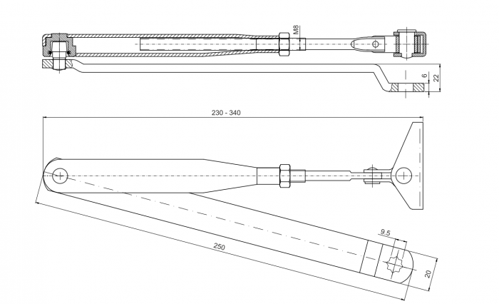 Доводчик дверной Apecs DC-20.4/1050/085-A2-BR