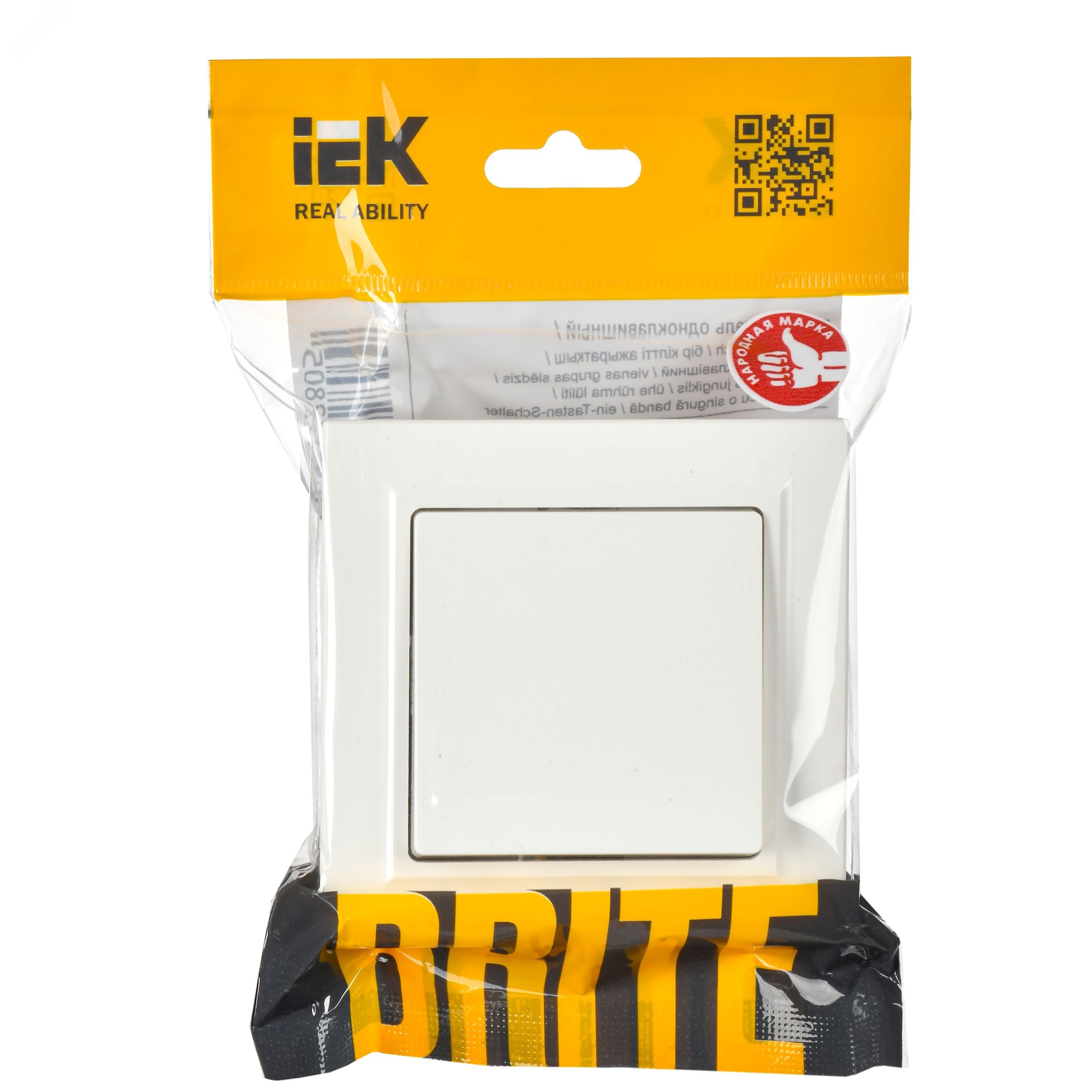 Выключатель 1-кл. СП BRITE ВСР10-1-0-БрБ 10А в сборе белая IEK BR-V10-0-10-K01-F