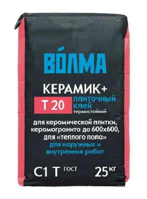 Смесь сухая клеевая на цементном вяжущем С1 Т "ВОЛМА-Керамик +", 25 кг