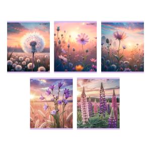 Тетрадь 96 листов, клетка Цветочное поле