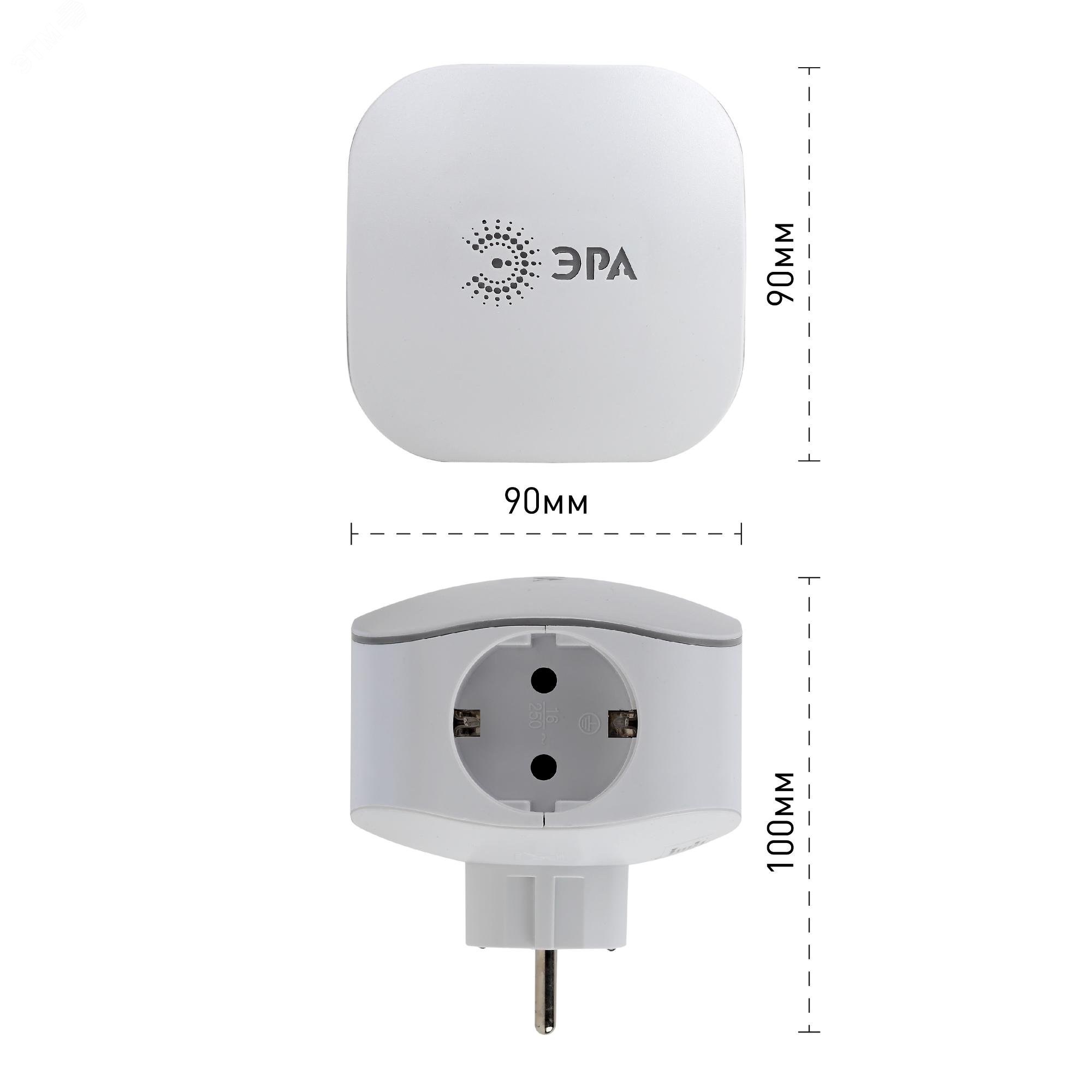 Тройник 3гн  220V + 2xUSB 2000mA , c заземл, со шт, (белый) (6/36/864) SP-3e-USB-2А