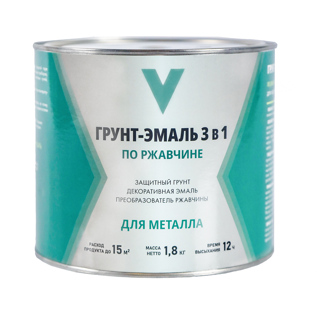 ГРУНТ- ЭМАЛЬ ПО РЖАВЧИНЕ 3 В 1 БЕЛАЯ 1,8 КГ GEV-02 (1/6) "V"