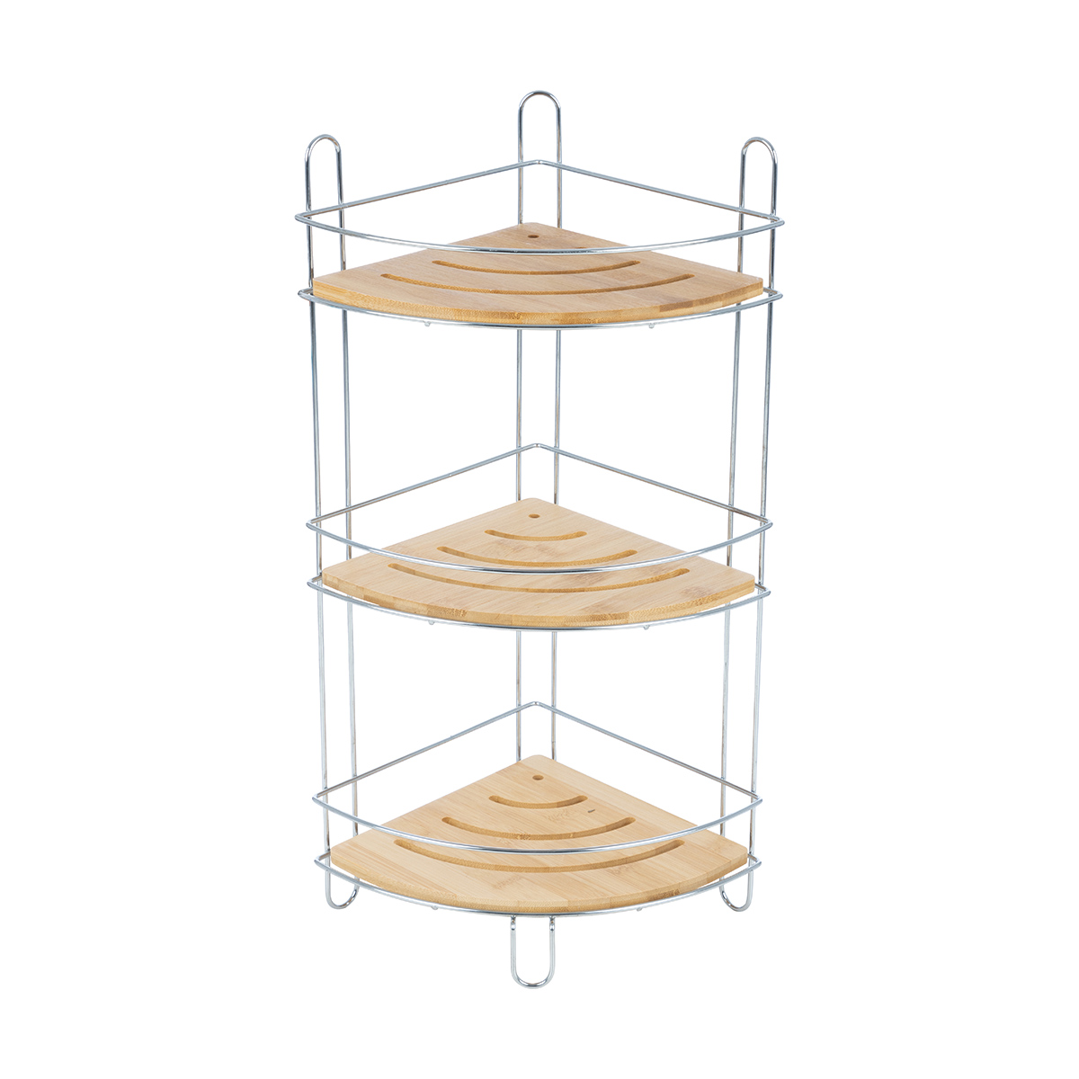 Полка для ванной угловая Рыжий кот Bamboo-05, 3-х ярусная, 19,5 x 19,5 x 48,5 см