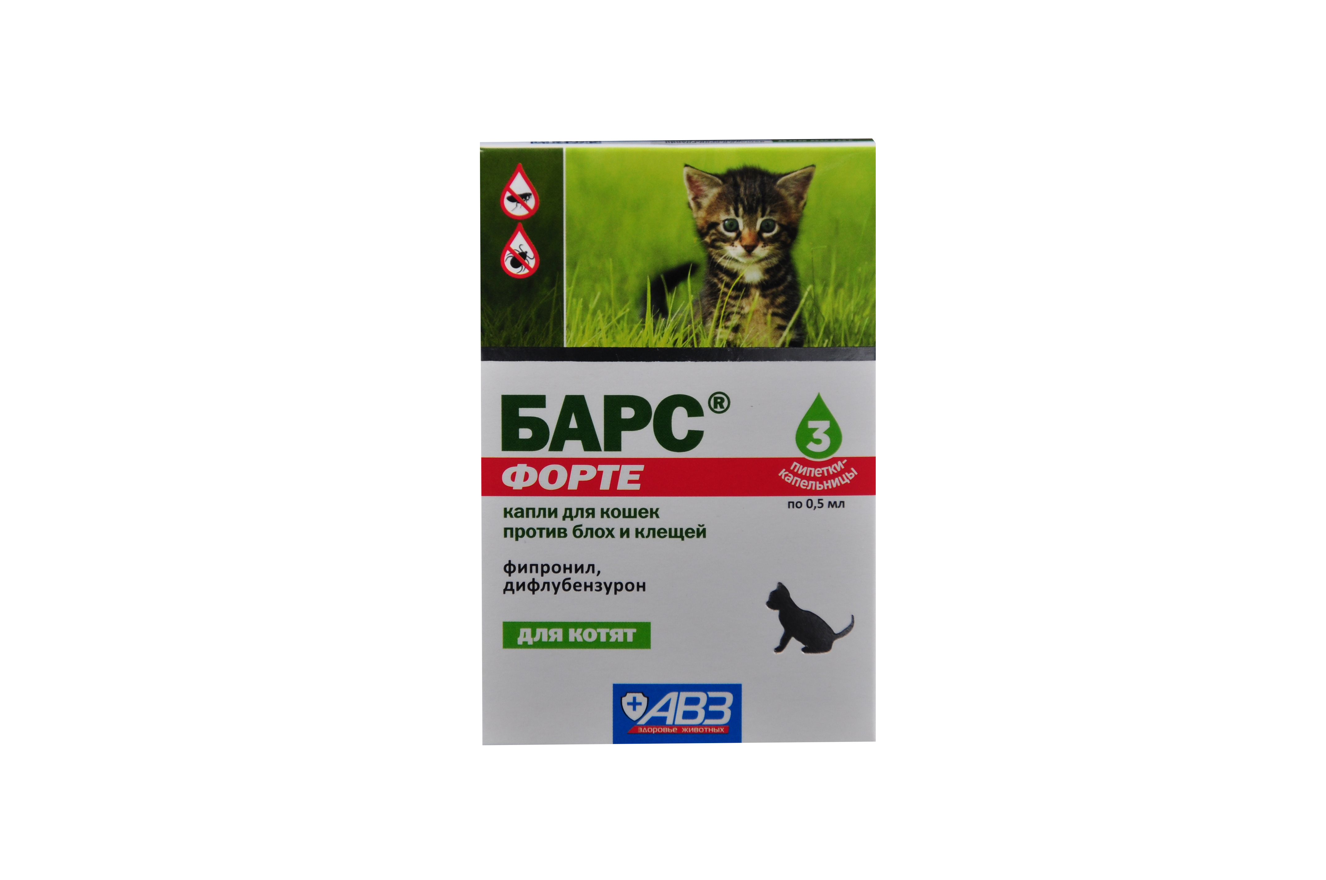Капли БАРС форте от блох и клещей для котят, 3 шт