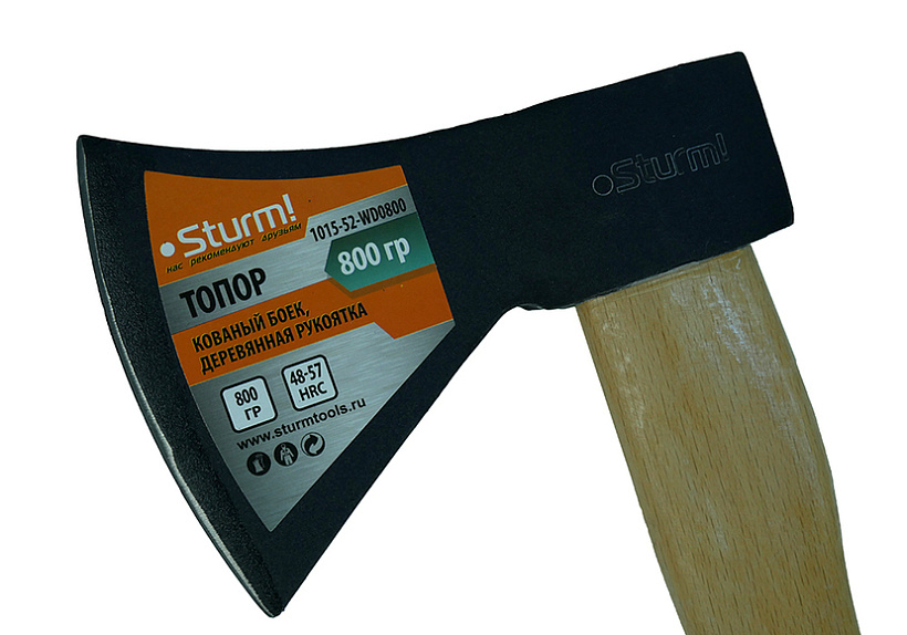 Топор 800г Кованый боек, деревянная рукоятка Sturm!